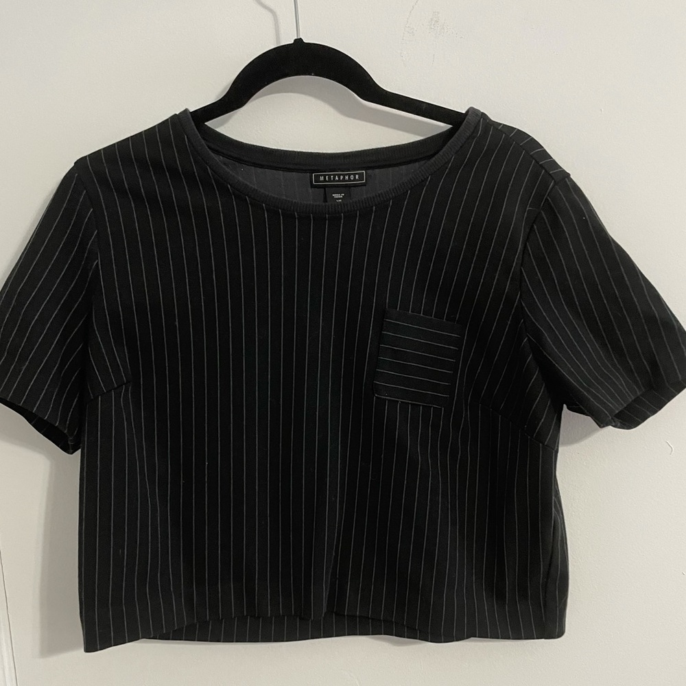 Metaphor Black and white striped Size L shirt